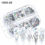 6 Grids Sparkly Reflection Glitter Powder For Nail Reflective Crystal Diamond Effect Sequin Gel Polish Pigment