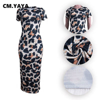 Long Maxi Dress Short Sleeve Leopard Print Dress