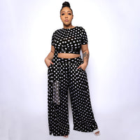 Plus Size avail Dot Short Sleeve Casual Two Piece set