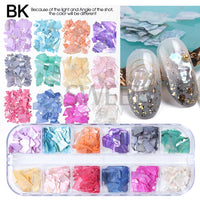 12 Grids Opal Dream Crystal Sequins Nail Flake Galaxy Iridescent Aurora 3D Paillette for Winter Autumn Manicure Decoration