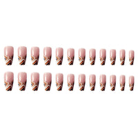 24pcs Long Coffin False Nails Wearable Brown Leopard Print French Ballerina Fake Nails Full Cover Nail Tips Press On Nails - Divine Diva Beauty