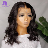 Short Wavy Bob Human Hair Wigs 5x5 PU Silk Base Scalp Top Lace Front Wig