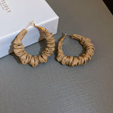 statement Vintage Pu Leather Big Hoop Earrings