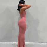 Satin Slip Sleeveless Backless Maxi Dress - Divine Diva Beauty