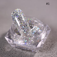 1Box Silver Reflective Nail Powder Color-Change Reflection Glitter Shinning Crystal Rhinestone Powder UV Gel Polish Chrome Dust