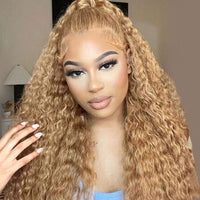 Brazilian Water Wave Lace Front Wig 13x4 Honey Blonde Lace Front Wigs Transparent Human Hair Wig Pre Plucked