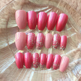 24pcs removeable false nails with glue Ballet nails with designs Gradient Shinny brown press on nails coffin glitter fake nails