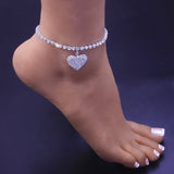 Luxury Zircon Anklets For Women Heart Leg Chain Beach Party Trendy Female Accessories Ankle Bracelet Jewelry