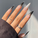 Extra Long Pointed French Wearable Armor White Rose Diamond Slim False Nails Tips Fake Nails Press On Nails Manicure