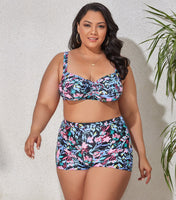 Plus Size avail Swimwear Bathing Suits 2 Pieces High Waist Push Up Bikini Sets Tummy Control
