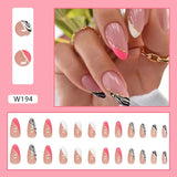 24pcs summer flower design false nails full cover artificial nails with glue Long Paragraph Manicure press on nail