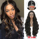 Synthetic Lace Front Wigs 99J Burgundy Lace Wig SOKU L Part Heat Resist Fiber Soft Long Wavy 30 Inch Hair Wig