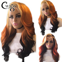 Loose Wave 613 Honey Blonde Ginger Ombre Color Frontal Synthetic Transparent 13X4 Lace Front Wig - Divine Diva Beauty