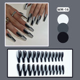 24pcs Gradient Ballet Long Coffin French Nail Tips Full Cover Fake Nail