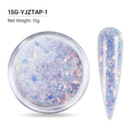 15g Nail Art Acrylic Powder Mixed Mermaid Hexagon Chunky Glitter Sequins For Nail Extended Builder Sculpture Gel Polish Manicure