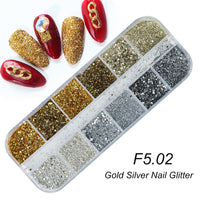 12 Grids Opal Dream Crystal Sequins Nail Flake Galaxy Iridescent Aurora 3D Paillette for Winter Autumn Manicure Decoration