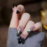 24pcs Rhinestone Design Fake Nails Shiny Bridal Women Lady party nail DIy Decorations Press On nail Tips False Nail Patch