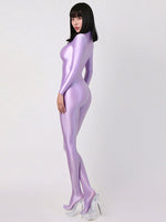 Glossy Long Sleeve Elastic Bodysuit Bodycon Rompers