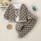 3pcs Baby Boy Long Sleeve  Allover Letter Pattern OUTFIT BBY