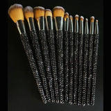 12Pcs/lot Diamond-studded Makeup Brushes Gems Makeup Beauty Tools Full Diamond Loose Powder Repairing Brush Concealer Brush - Divine Diva Beauty