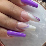 24pcs Fake Nails With Design Full Cover Acrylic Press On Detachable Long Coffin Ballerina Nails Finished Fingernail