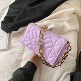 Designer Branded Solid Color Thick Chain Quilted Shoulder Bags Summer New Fashion Purses and Handbag Clutch Flap