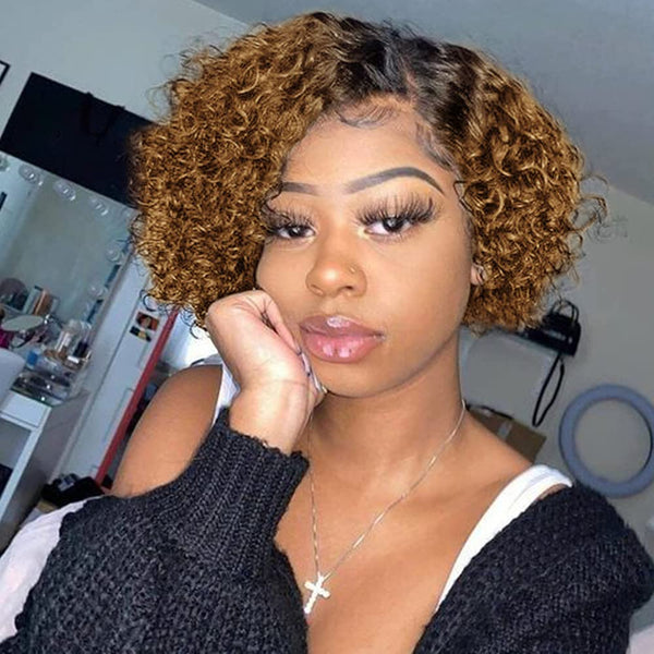 Short Kinky Curly Human Hair Wig Afro Short Wigs Pixie Cut Wig Human Hair No Lace Front Natural Brazilian Hair Wigs - Divine Diva Beauty