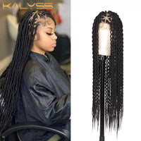 ***sale Full Lace Front Loc Braided Wigs With Baby Hair Triangle Knotless Dreadlock Braid Hair Synthetic Wig