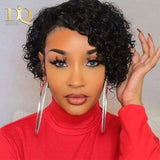 Short Kinky Curly Human Hair Wig Afro Short Wigs Pixie Cut Wig Human Hair No Lace Front Natural Brazilian Hair Wigs - Divine Diva Beauty