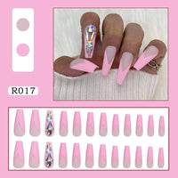 24pcs Marble Grey Fake Nails French Ballerina Long Gradient Design Artificial False Nails Full Coverage Detachable Nails Art - Divine Diva Beauty