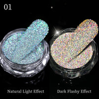 Reflective Glitter Nail Powder Green Red Holographic Nail Art Dust Shinning Chrome Pigment DIY Manicures Decoration