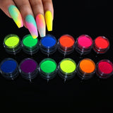 Neon Phosphor Pigment Powder Fluorescent Nail Glitter  Shinny Chrome Dust DIY Gel Polish Manicure Nails Art Decoration