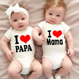 I Love Papa Mama Baby Boy Girl Romper Newborn Baby jumper Fashion Casual Short Sleeve Clothes Ropa Outfit Holiday Twins Gifts