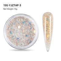 15g Nail Art Acrylic Powder Mixed Mermaid Hexagon Chunky Glitter Sequins For Nail Extended Builder Sculpture Gel Polish Manicure