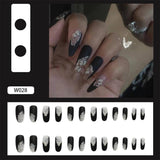 24Pcs/Box White French Fake Nails Press on Long XL Length Rhinestone Design False Nails Full Cover Acrylic Nail Tips - Divine Diva Beauty