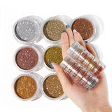 6Pc Iridescent Nail Fine Glitter Sugar Powder Colorful Chrome Pigment Dust for UV Nail Polish Nails Decoration