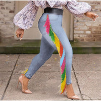 Plus Size avail Multicolor Tassel Patchwork Stretchy Skinny Jeans