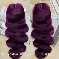 Wig Pink Purple Colored Body Wave Lace Front Wig Peruvian Virgin Human Hair Wigs 13x4 Lace Frontal Purple Wig