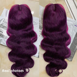 Wig Pink Purple Colored Body Wave Lace Front Wig Peruvian Virgin Human Hair Wigs 13x4 Lace Frontal Purple Wig