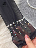 Beading Sequins Mesh Bodysuit