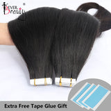 Straight Tape In Human Hair Extensions  bundle Skin Weft Hair Extensions Adhesive Invisible Brazilian Bulk Virgin Hair