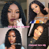 Curly Short Bob Wig Deep Wave Lace Front Human Hair Wigs Brazilian Transparent Lace Front Wig  T Part Lace Wigs