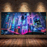 Cyberpunk Roadster Wall Art Game Canvas Painting Suitable for Gamers Room Boy Bedroom Decor Wall Art Pictures Posters and Prints