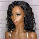 13x4 Loose Deep Wave Lace Frontal Wig Short Bob Human Hair Wigs 180% Density Deep Curly Brazilian Remy Pre-plucked Glueless Wig - Divine Diva Beauty