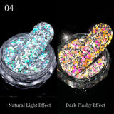 Reflective Glitter Nail Powder Green Red Holographic Nail Art Dust Shinning Chrome Pigment DIY Manicures Decoration