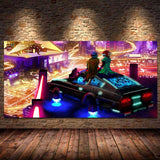 Cyberpunk Roadster Wall Art Game Canvas Painting Suitable for Gamers Room Boy Bedroom Decor Wall Art Pictures Posters and Prints