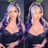 Lavender Ombre Deep Purple Colored Lace Front Human Hair Wig Loose Deep Body Wave Wigs 13x6 HD Transparent Lace Frontal Wig