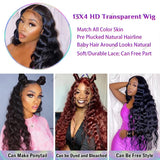 250 Density Loose Deep Wave Frontal Wig 4x4 13X4 HD Lace Front Human Hair Wigs Water Wave Wig Pre plucked 30 34 inch