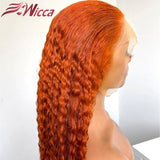 Orange Ginger Colored Curly Human Hair Wigs Lace Front 200 density 13x4 Lace Front Wig Brazilian Remy Hair Pre Plucked - Divine Diva Beauty