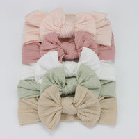 5 Cable Knit Bow Baby Headbands Elastic Nylon Baby Girl Head bby